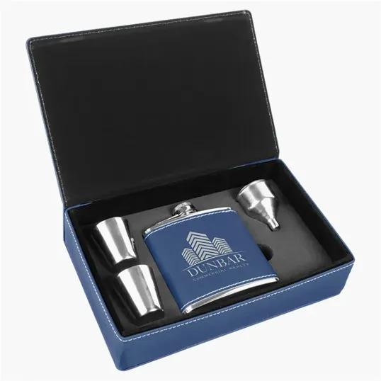 Zipline Leatherette 6 oz Flask Gift Box Set — view 14