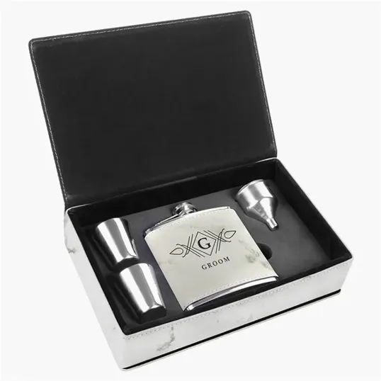Zipline Leatherette 6 oz Flask Gift Box Set — view 16