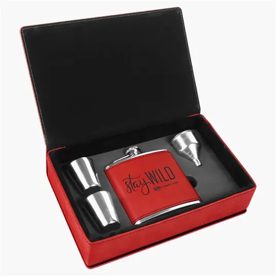 Zipline Leatherette 6 oz Flask Gift Box Set — view 17