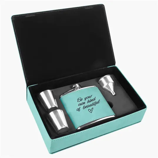 Zipline Leatherette 6 oz Flask Gift Box Set — view 18