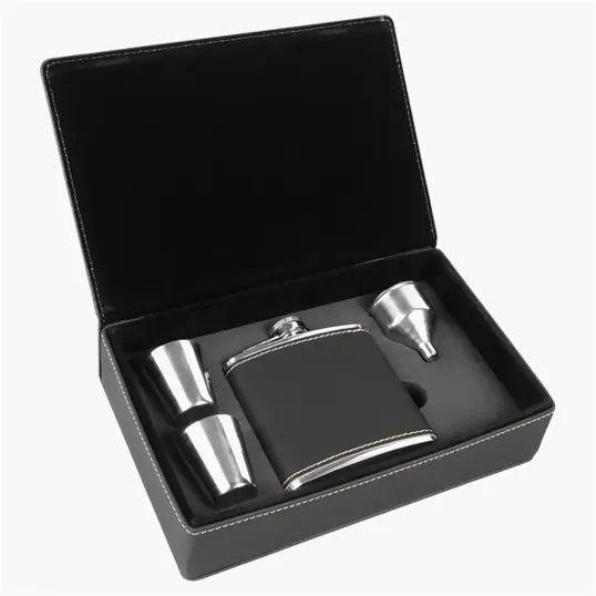 Zipline Leatherette 6 oz Flask Gift Box Set — view 49