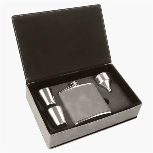 Zipline Leatherette 6 oz Flask Gift Box Set — view 51