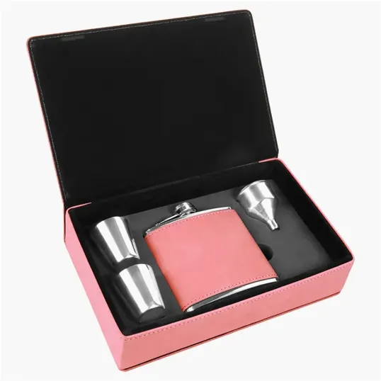 Zipline Leatherette 6 oz Flask Gift Box Set — view 52