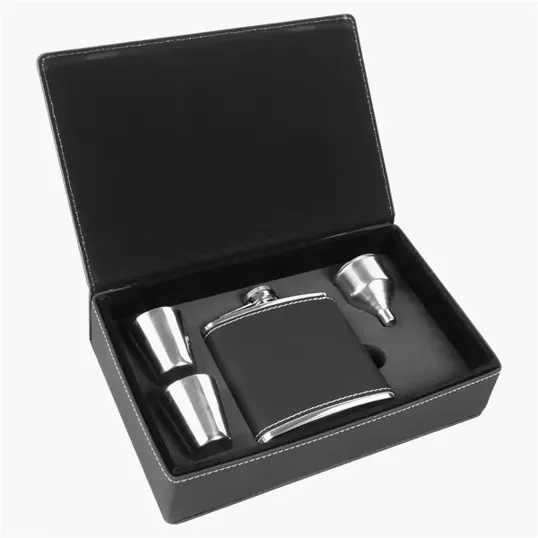 Zipline Leatherette 6 oz Flask Gift Box Set — view 53