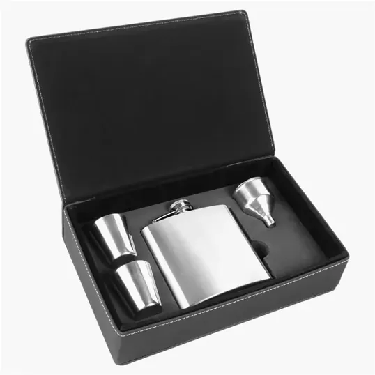 Zipline Leatherette 6 oz Flask Gift Box Set — view 55