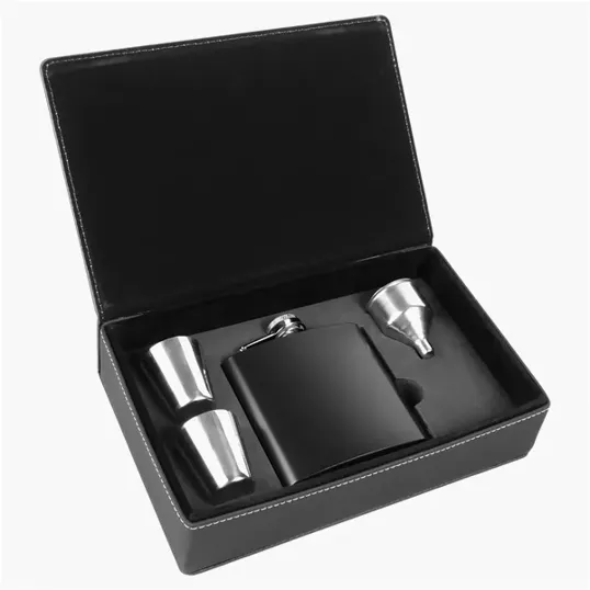 Zipline Leatherette 6 oz Flask Gift Box Set — view 56
