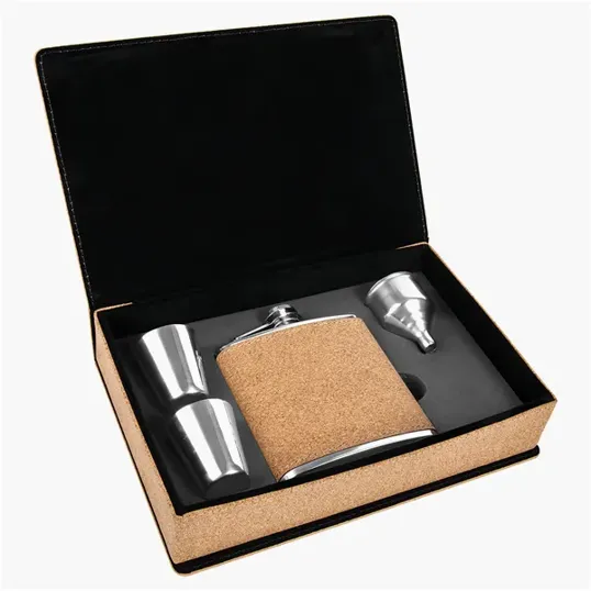 Zipline Leatherette 6 oz Flask Gift Box Set — view 57