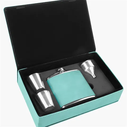 Zipline Leatherette 6 oz Flask Gift Box Set — view 58