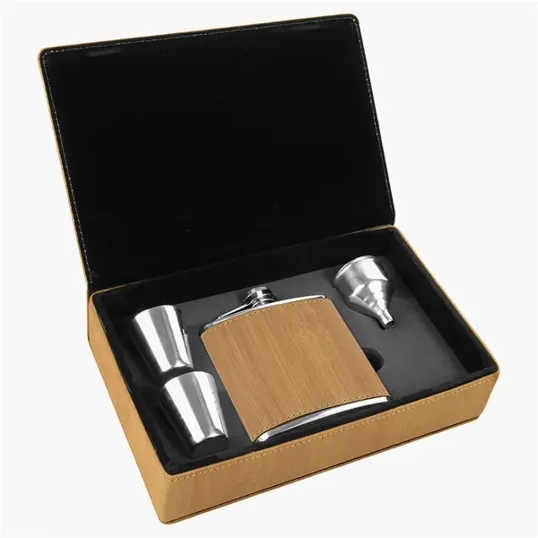 Zipline Leatherette 6 oz Flask Gift Box Set — view 60