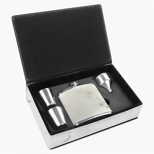 Zipline Leatherette 6 oz Flask Gift Box Set — view 61