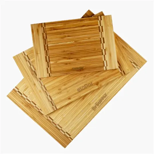 Pattern Bamboo Cutting Board with Two-Sided Butcher Block Inlay