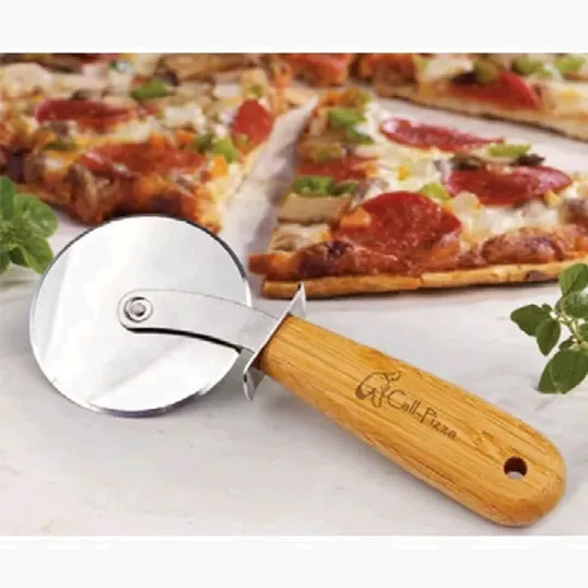Bamboo Pizza Cutter Wheel with Stainless Steel Blade — view 2