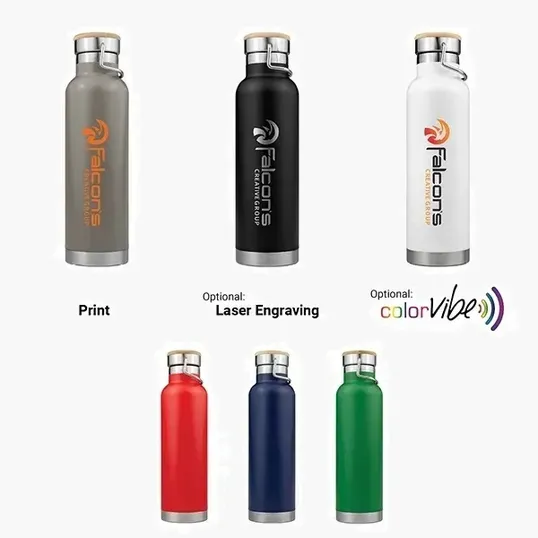 SipTek 22 oz. Powder-Coated Vacuum Seal Bottle with Wooden Top — view 9