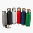 SipTek 22 oz. Powder-Coated Vacuum Seal Bottle with Wooden Top — view 2