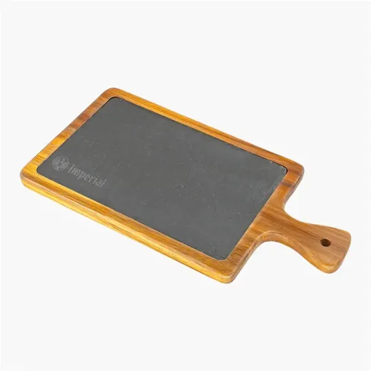 Medium Flair Acacia Wood and Slate Cutting Board