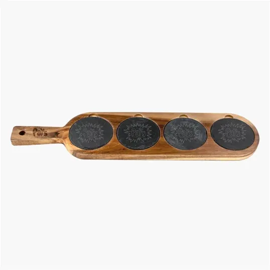 Long Flair Acacia Wood and Slate Serving Board