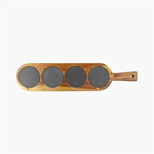 Long Flair Acacia Wood and Slate Serving Board — view 2