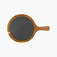 Small Flair Round Acacia Wood and Slate Serving Board with Handle — view 2