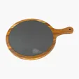Large Flair Round Acacia Wood and Slate Serving Board with Handle