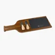 Flair Acacia Wood and Slate Serving Bottle Board with Two Tools