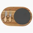 Flair Rounded Acacia Wood & Slate Cheese Tool Set — view 2