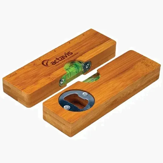 3-in-1 Bamboo Tool with Bottle Opener, Level, and Ruler