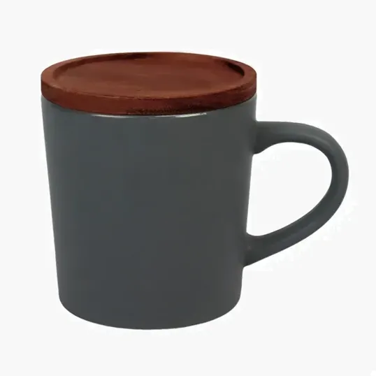 16 oz Ceramic Mug with Wood Lid — view 6