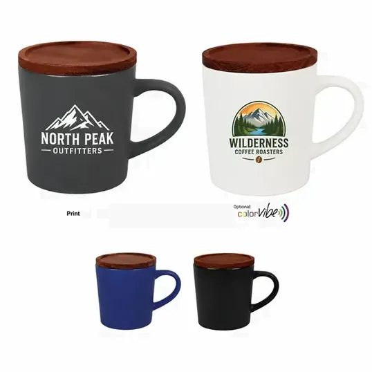 16 oz Ceramic Mug with Wood Lid — view 8