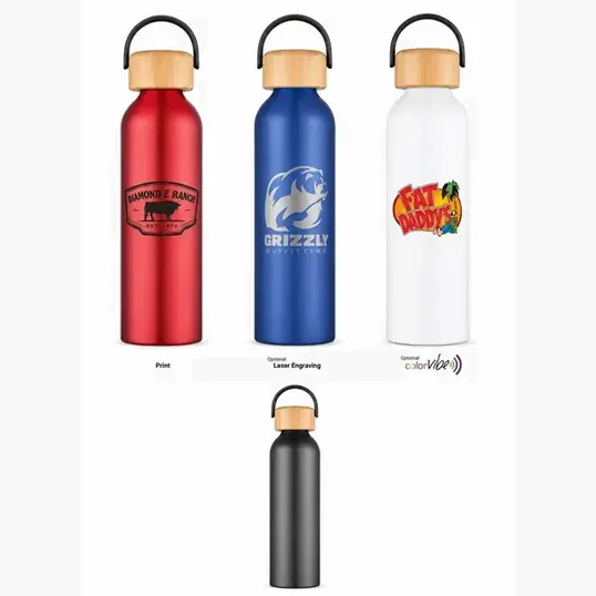 Zipline 24 oz Recycled Aluminum Bottle with Bamboo Lid — view 7