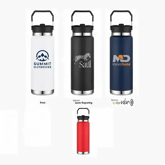 SipTek 30 oz Stainless Steel Bottle with Straw and Carrier — view 2