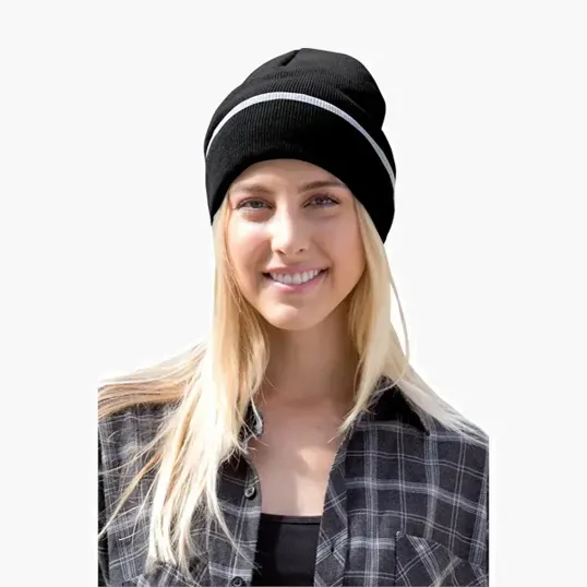 Edge Stripe Knit Beanie — view 4