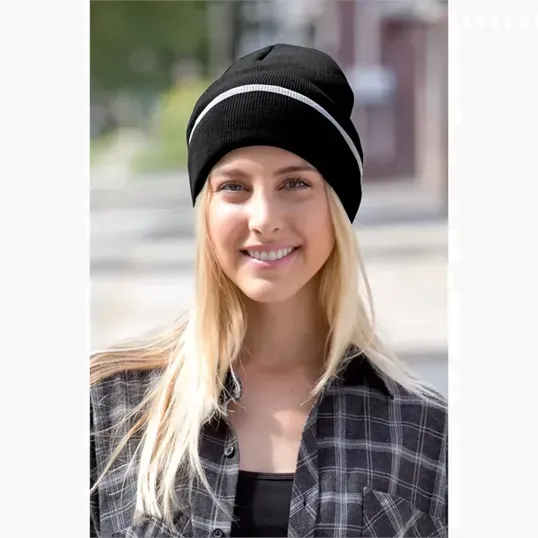 Edge Stripe Knit Beanie — view 7