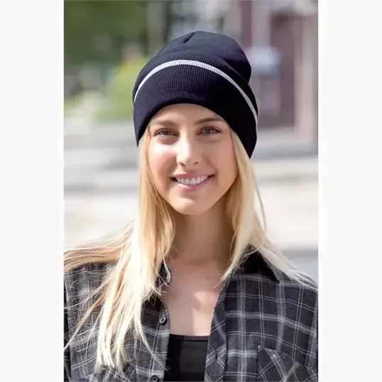 Edge Stripe Knit Beanie — view 9