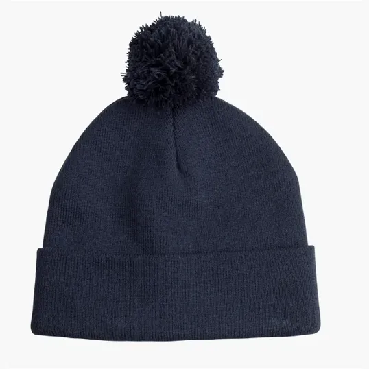 Pom Beanie Cap with Fold-Over Cuff and Matching Pom — view 2
