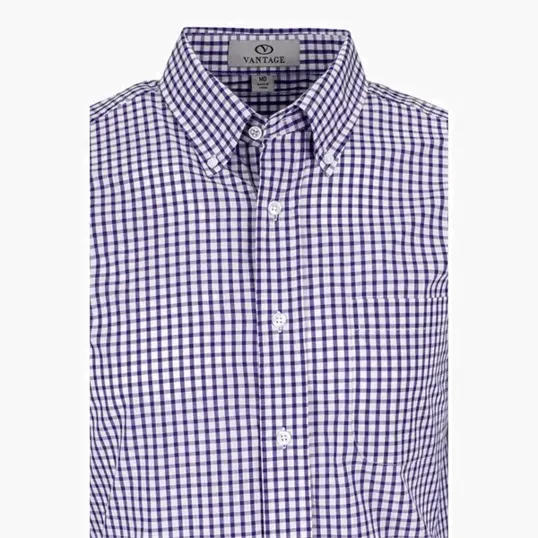 Vantage Easy-Care Gingham Check Shirt — view 45
