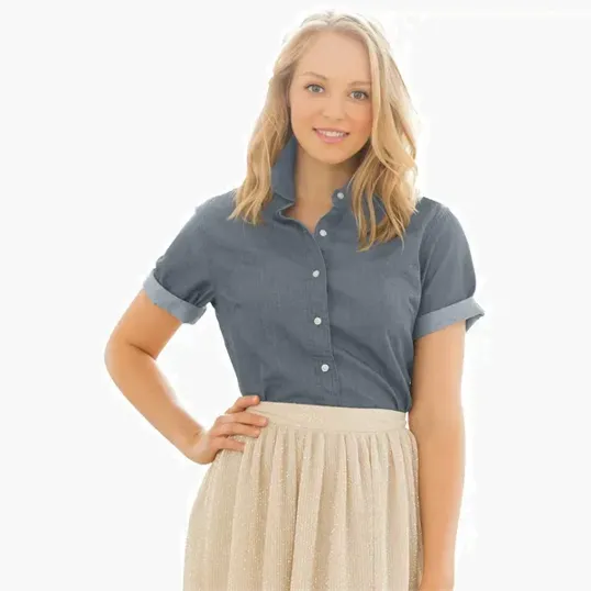 Women's Short-Sleeve Hudson Denim Shirt — view 9