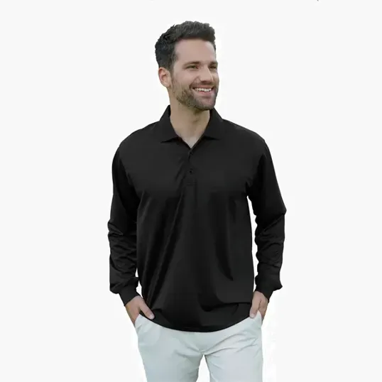 Vansport Omega Long Sleeve Solid Mesh Tech Polo — view 13