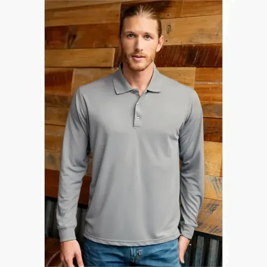 Vansport Omega Long Sleeve Solid Mesh Tech Polo — view 21