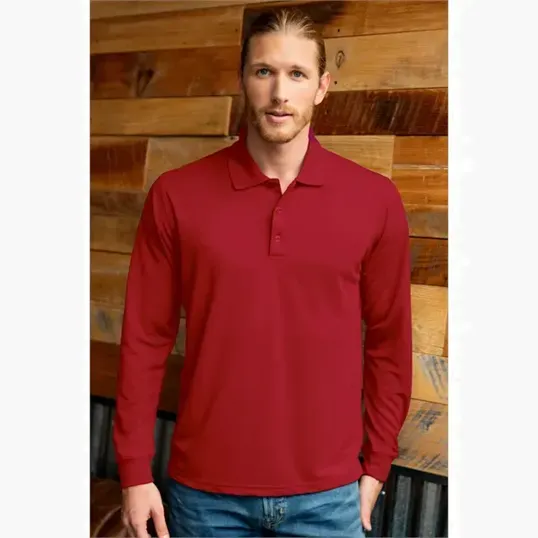 Vansport Omega Long Sleeve Solid Mesh Tech Polo — view 30