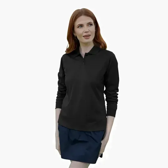 Vansport Women's Omega Long Sleeve Solid Mesh Tech Polo — view 15