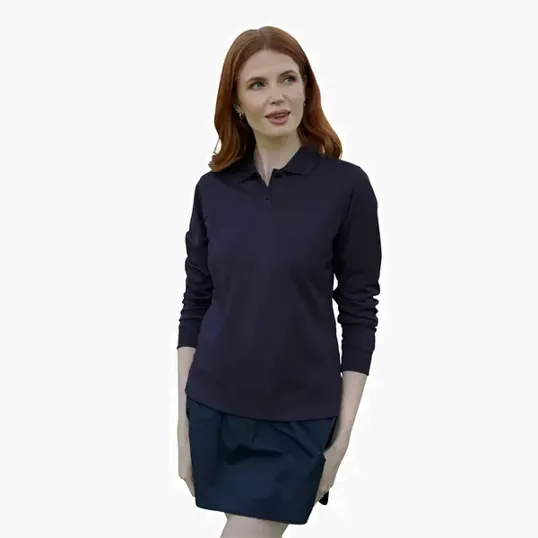 Vansport Women's Omega Long Sleeve Solid Mesh Tech Polo — view 17