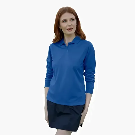 Vansport Women's Omega Long Sleeve Solid Mesh Tech Polo — view 18