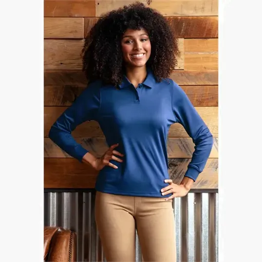 Vansport Women's Omega Long Sleeve Solid Mesh Tech Polo — view 25
