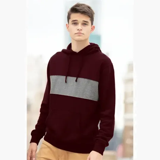 Premium Cotton Blocked Fleece Pullover Hoodie — view 27