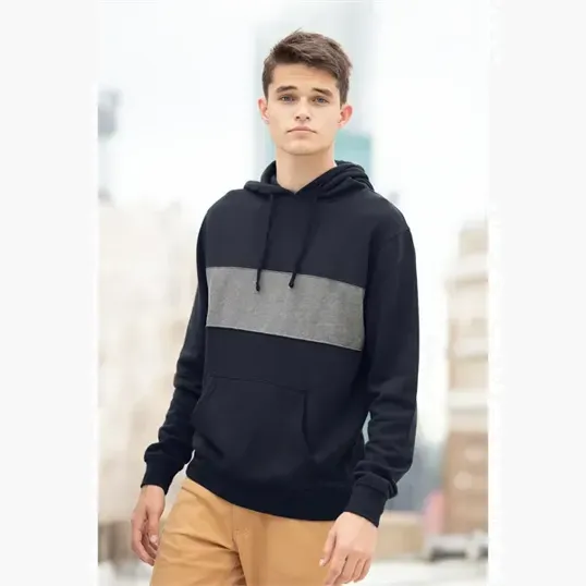 Premium Cotton Blocked Fleece Pullover Hoodie — view 28