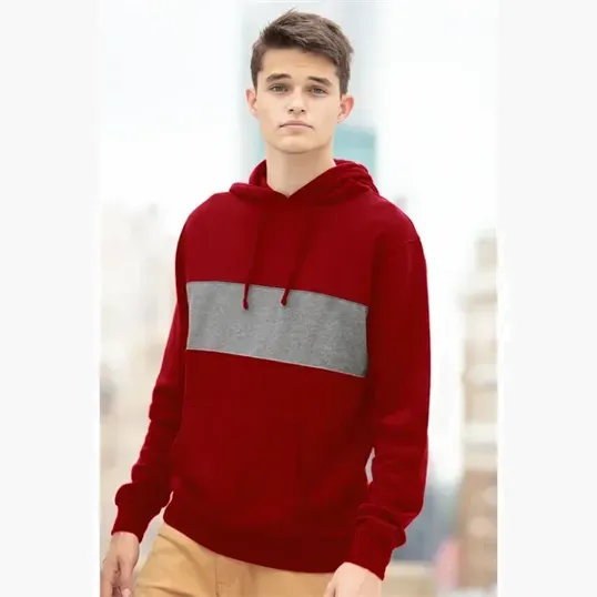 Premium Cotton Blocked Fleece Pullover Hoodie — view 30