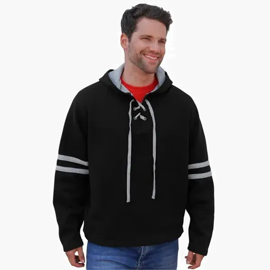 Brantford Unisex Hoodie with Hockey Lace Detail — view 9