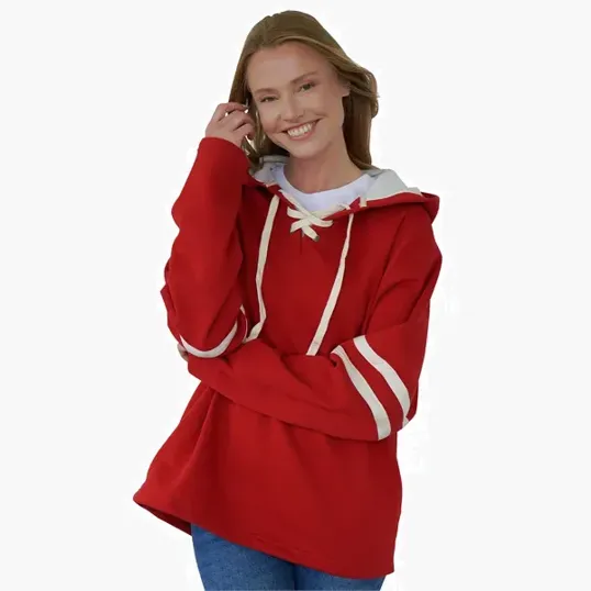 Brantford Unisex Hoodie with Hockey Lace Detail — view 12