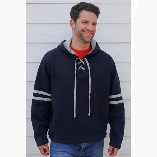 Brantford Unisex Hoodie with Hockey Lace Detail — view 14