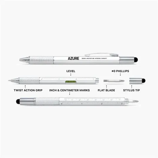 6-in-1 Omega Pen with Level, Ruler, Screwdriver, and Stylus